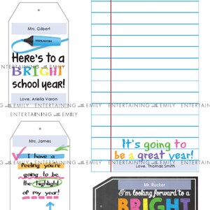 Teacher Highlighter Bright Editable PDF Gift Tag, Instant Download 4 Designs, Back to School, Thank You, A Bight Year, Highlight of my Year image 10