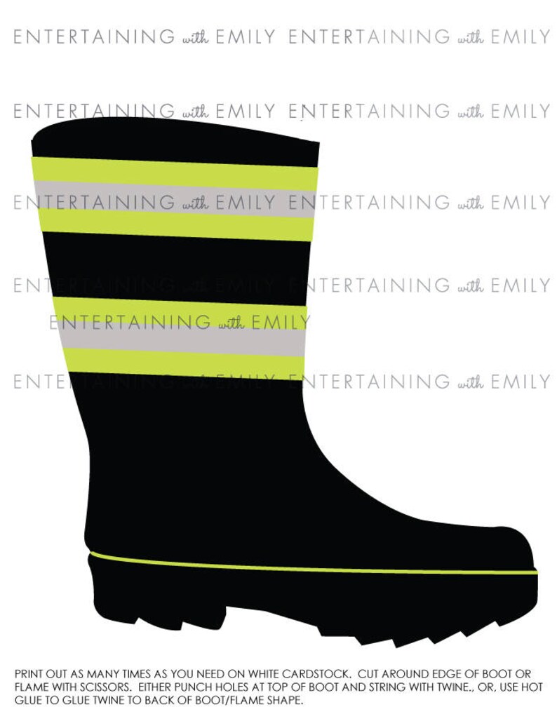 Flame and Fireman Boot Banner Printable PDF Instant Download | Etsy