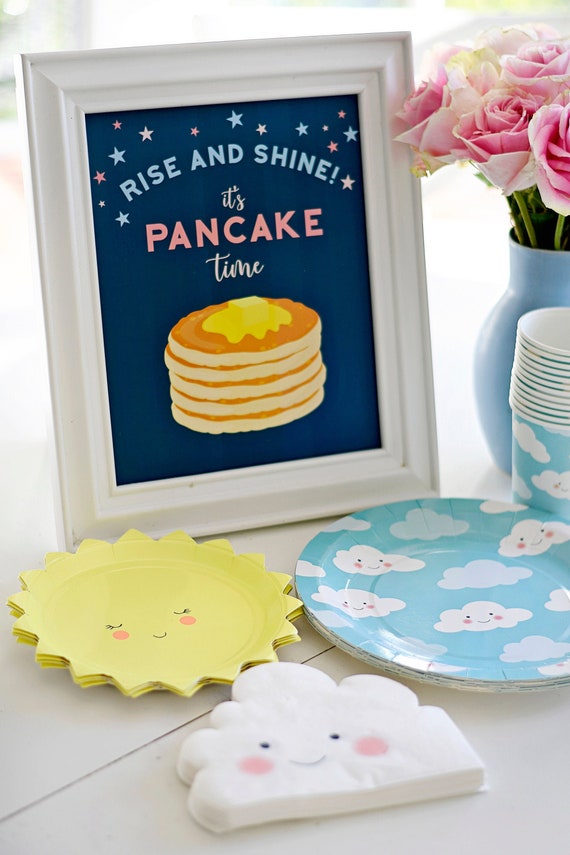 Rise and Shine It's Pancake Time Pancake Time, Instant Download, 8x10 Digital Printable PDF, Slumber Party, Breakfast, Pajamas, Sleepover Il_570xn