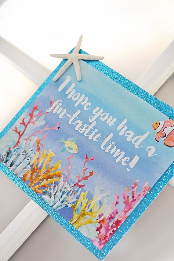 I Hope You Had a Fin-tastic Time 8x10 Sign Instant Download Printable Under the Sea Mermaid Party Watercolor Fish Coral Reef Seashell Ocean Il_570xn