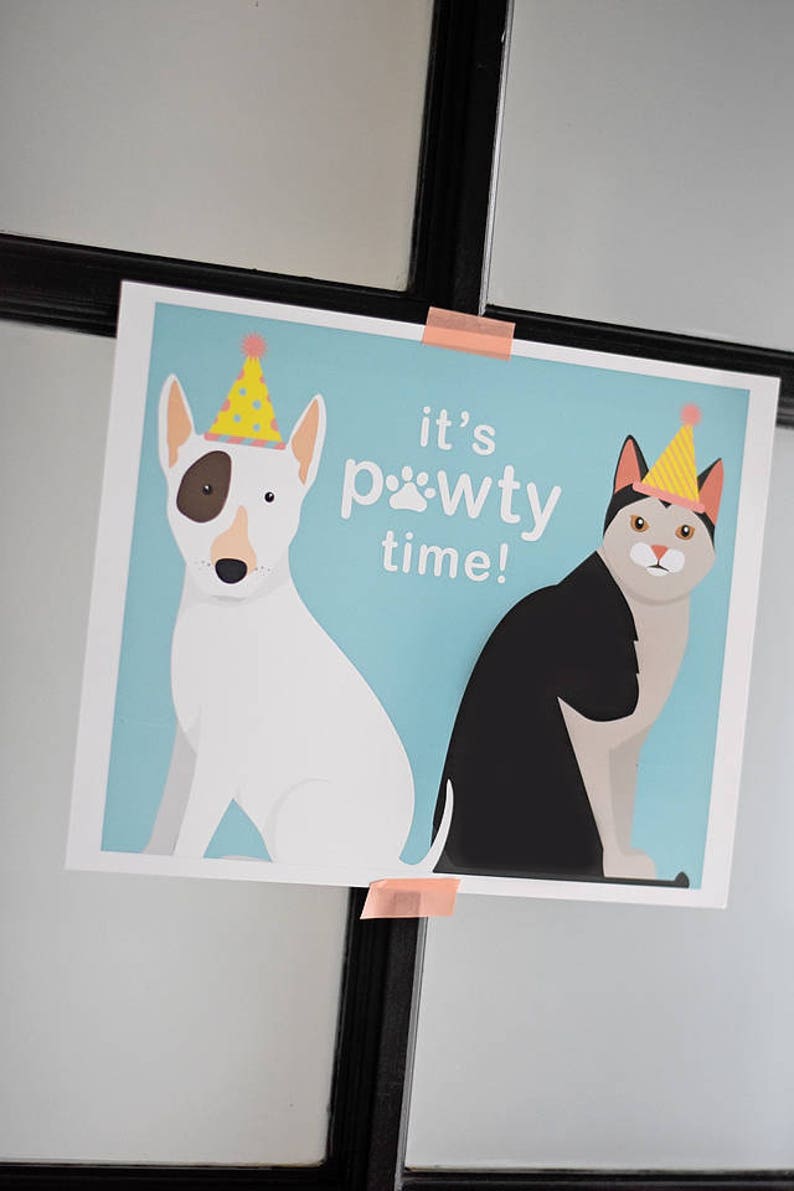 Puppy Kitten Birthday Party 8x10 INSTANT DOWNLOAD image 1