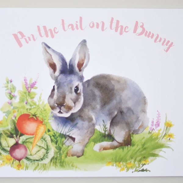 Pin the Tail on the Bunny, Bunny Party Watercolor 16" x 20" Sign - INSTANT DIGITAL DOWNLOAD Printable Pdf, It's Some Bunny's Birthday