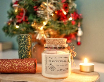 ORANGE & CINNAMON Christmas Candle, Christmas scented candle, Scented Soy Candle, Handpourred natural candle, Cork candle, Mint Pantari