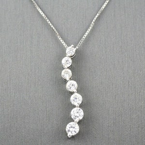 1/2CT LAB GROWN Diamond Single Prong Journey Necklace/Anniversary/Diamond Journey Necklace/Bridal Jewelry/April Birthstone/Journey Pendant