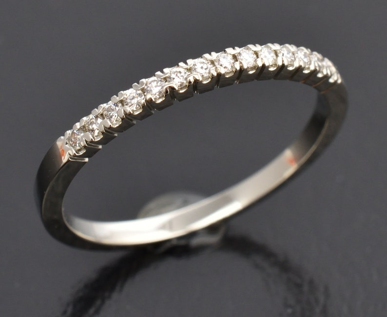 Ann iversary ring, wedding band in double share prong set stackable gold ring diamond wedding gold ring