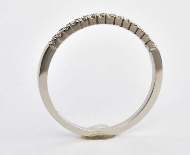 Ann iversary ring, wedding band in double share prong set stackable gold ring diamond wedding gold ring