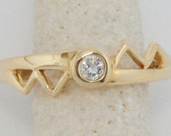 GIFT IN TIME/Genuine Diamond Promise Ring/Yellow Gold Proposal Ring/Gold Diamond Ring/Dainty Engagement Ring/Holiday Jewelry Gift