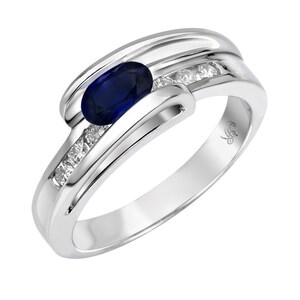 Bypass Set Sapphire and Channel Set Diamonds Engagement Ring/Sapphire Jewelry/Gemstone Jewelry/September Birthstone/Sapphire Jewelry Gifts
