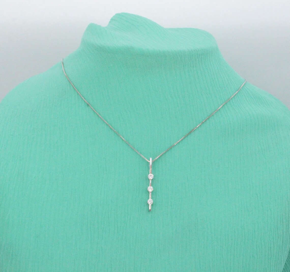 White Gold Necklace Diamond Necklace Gold Necklace Etsy