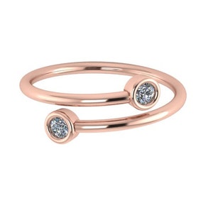 Trendy Open Concept Delicate Genuine Bezel Diamond .12ct Fashion Ring ...