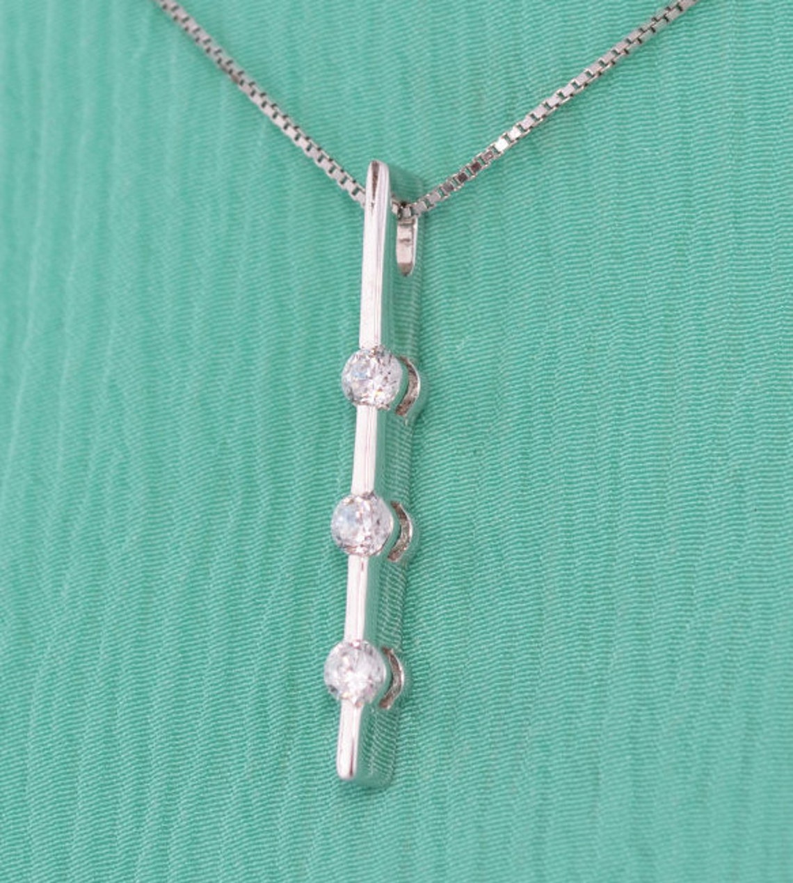 White Gold Necklace Diamond Necklace Gold Necklace Etsy