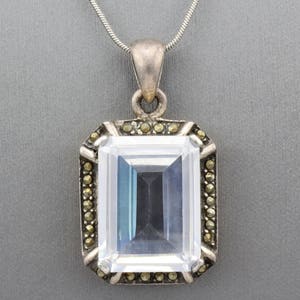 Silver Necklace With Natural White Topaz/Natural Large Topaz Necklace/White Topaz Necklace/Holiday Gift/November Stone