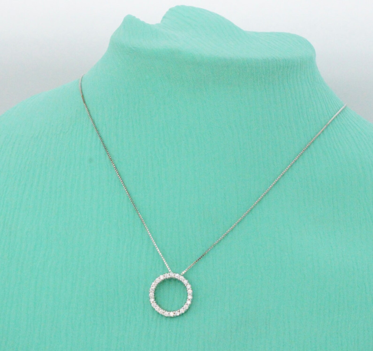 White Gold Eternity Necklace Diamond Eternity Gold Necklace Etsy