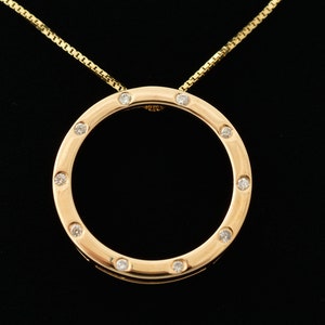 0.12ct Beautiful Genuine Diamonds Open Circle Pendant/Diamond Circle Necklace/Pendant for All Occasions/Circle of Life Diamond Pendant/