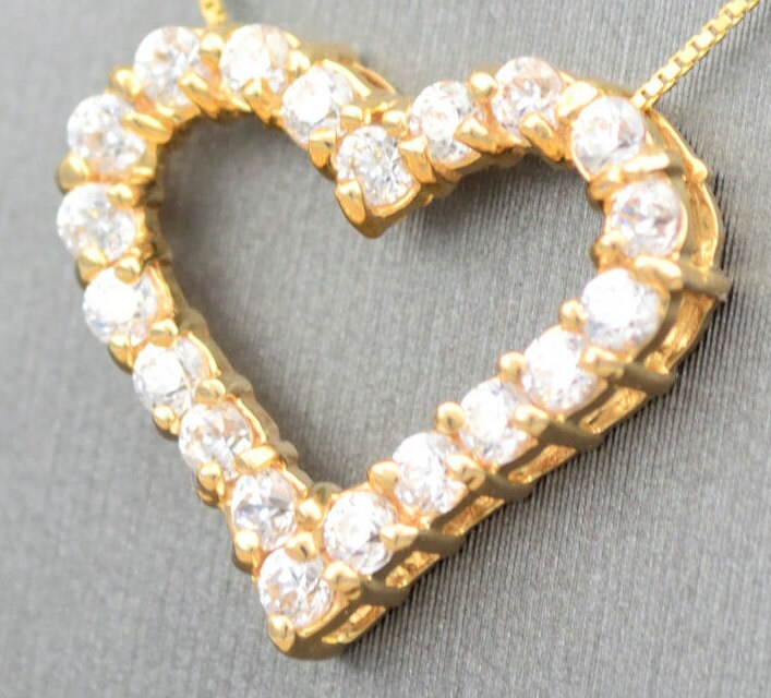 Bridal Genuine Diamonds Heart necklace/14K Gold 0.50CT Diamond | Etsy