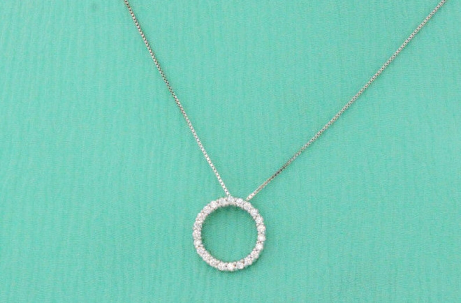 White Gold Eternity Necklace Diamond Eternity Gold Necklace Etsy