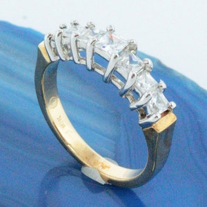 PRINCESS CUT WEDDING Ring, Engagement Two Tone Gold  Ring , Engagement princess diamond gold ring