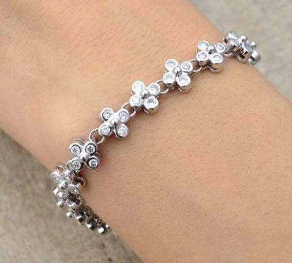 Diamond Flowers Tennis Bracelets woman Bracelets Wedding Jewelry