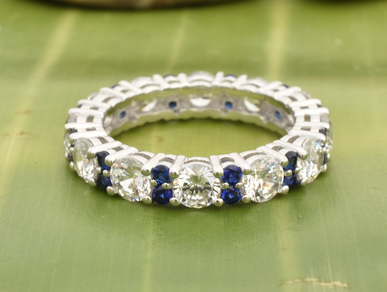 Sapphire & Sterling Silver Prong-Set Band Ring main image 1