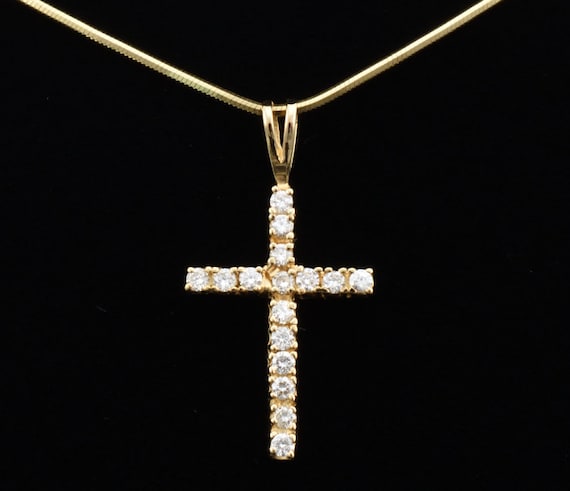 Yellow Gold Diamond CROSS Necklace 