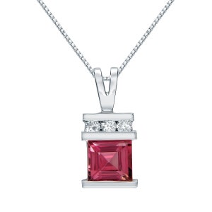Genuine Pink Tourmaline and Diamonds Necklace/Pink Tourmaline Pendant/October Birthstone/Part of Set With Matching Earrings/Bridal Gift/GIFT