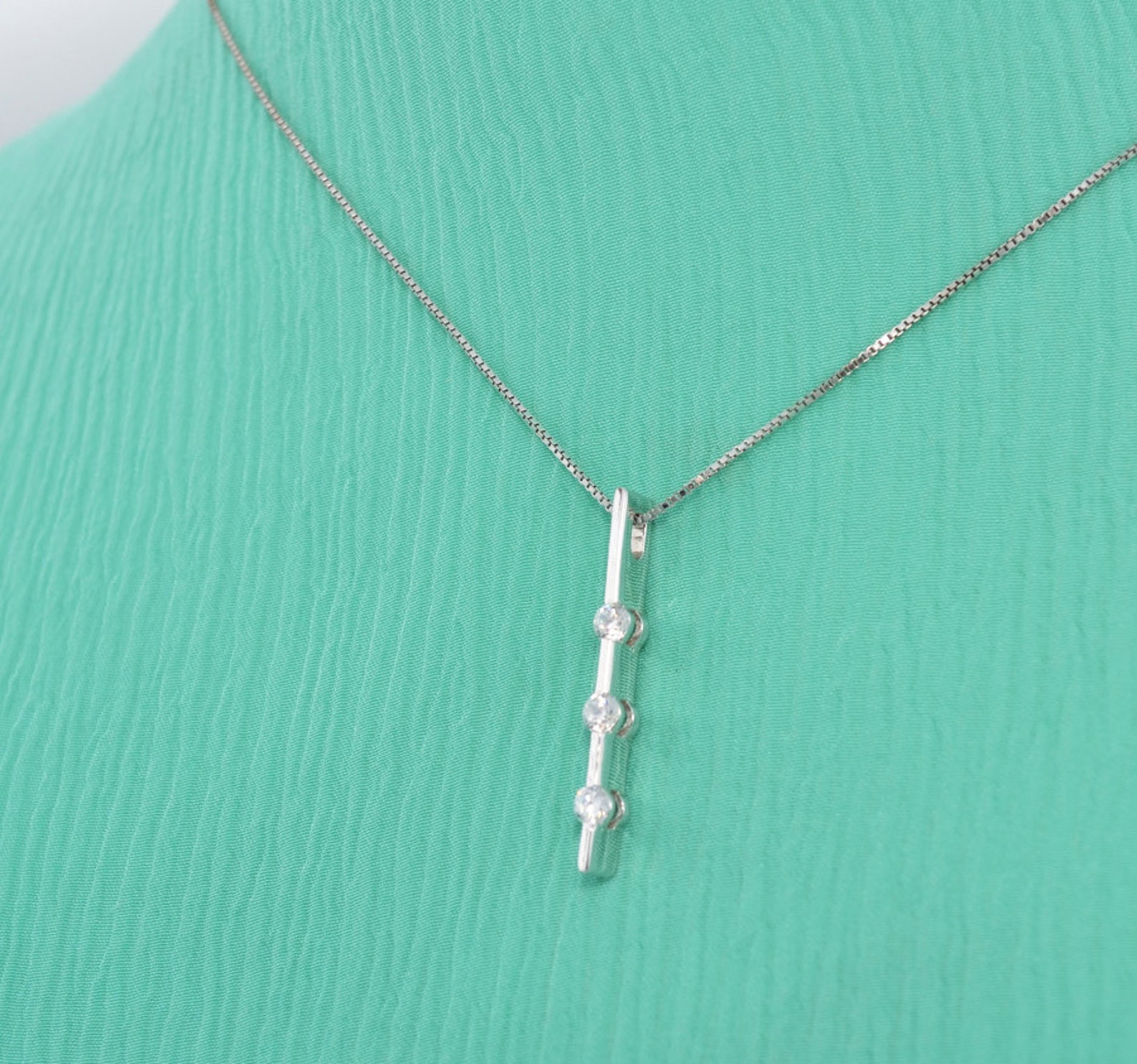 White Gold Necklace Diamond Necklace Gold Necklace Etsy