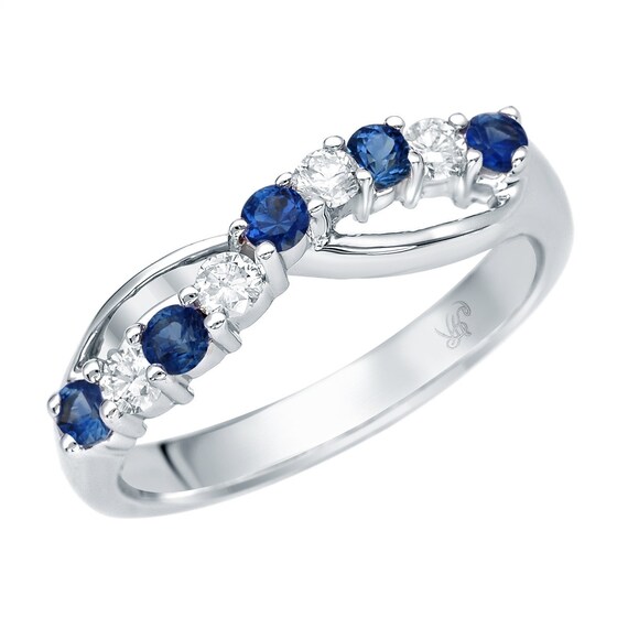 Diamond and deals sapphire anniversary ring