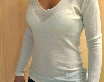 2 Wire cashmere sweater White