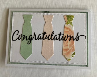 Greeting card with ties and congratulations handmade in Denmark @bykarinbuchnielsen
