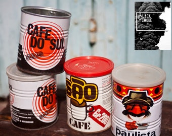Lot of Italian coffee tin box, 60 '-70 ' tin coffee cans, Caffè Paulista vintage coffee collection reuse tin box