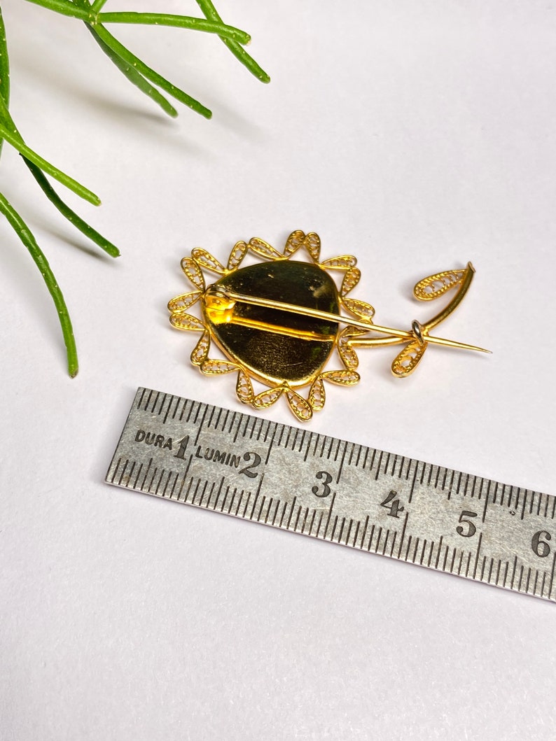 Vintage brooch damascene watermark flowers Toledo Spain retro gift jewelry for it Pittsbroc
