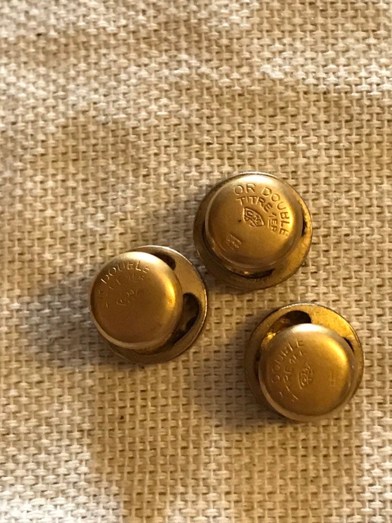 Art Nouveau shirt buttons gold plated double title 1910 French antique IRIS accessories man vintage