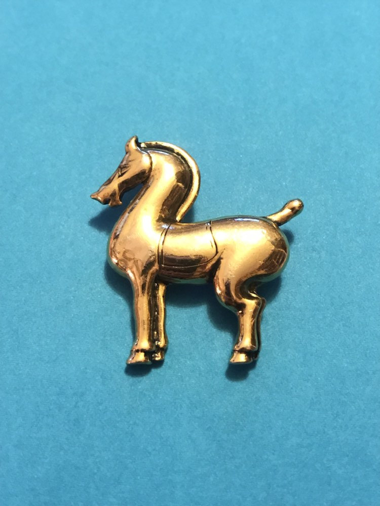 Broche Vintage En Forme De Cheval - Dorée, Occasion