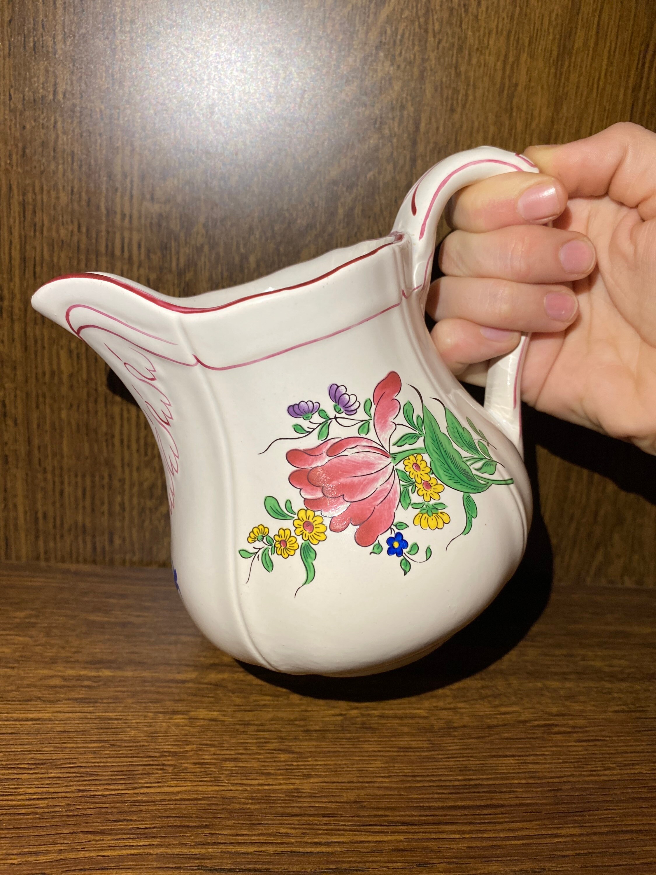 T【希少】フランスアンティーク リネヴィル窯 ピッチャー T【希少】フランスアンティーク リネヴィル窯 ピッチャー