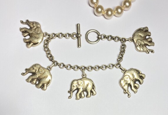 Bracelet Vintage Gourmette Or Avec Pampilles Et éléphant - Bijou Années 60/70, Très Bon état
