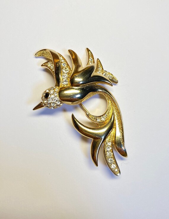 Broche Vintage Oiseau Doré - Bijou Ancien Paris France - Épinglette Décorative Rétro