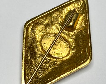 Broche Vintage Dorée émaillée - Marque Jacques Esterel - Occasion Bon état