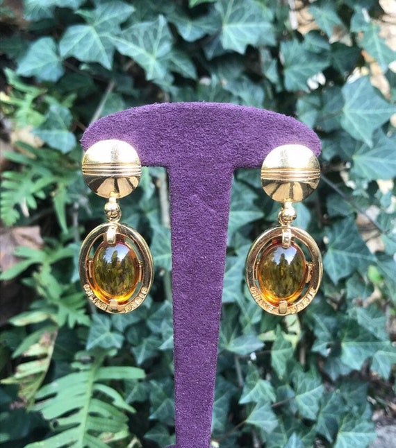 Céline Paris earrings gold vintage clips and caboc