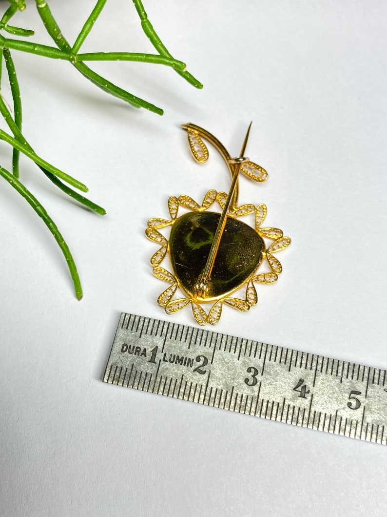 Vintage brooch damascene watermark flowers Toledo Spain retro gift jewelry for it Pittsbroc
