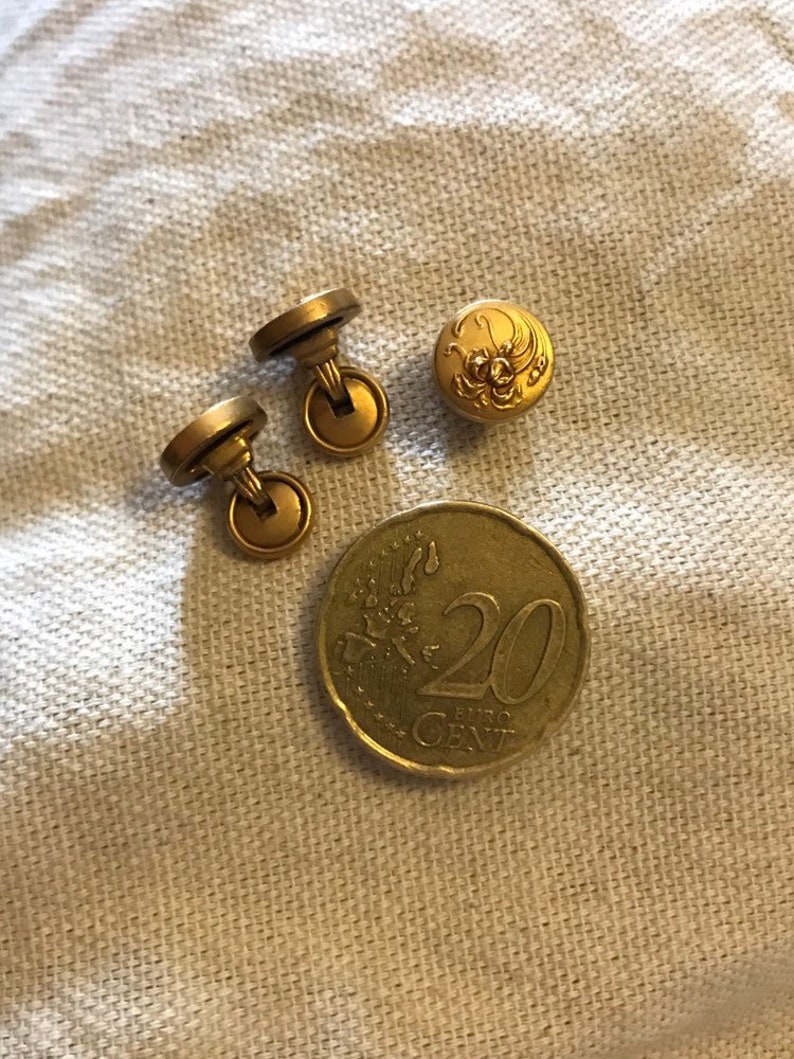 Art Nouveau shirt buttons gold plated double title 1910 French antique IRIS accessories man vintage