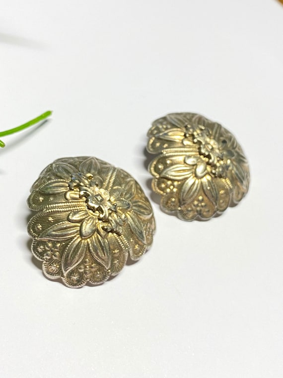 1970s - Earrings silver metal clips stamp massive… - image 5