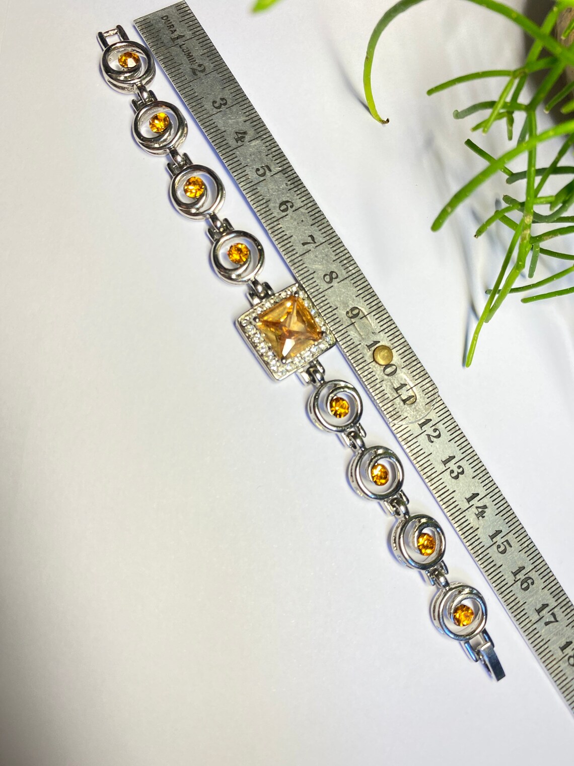 Vintage Bracelet 2000s Fake Diamond Rhinestone Orange Square Etsy UK