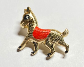 Vintage 1950s aluminum dog hand painted brooch small retro pin up jewelry Pittsbroc gift