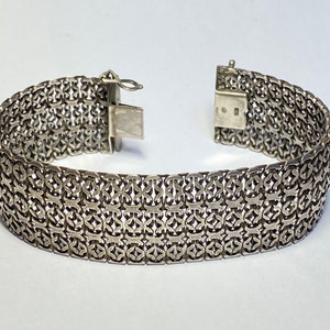 Reserved Bracelet Silver 835 Articulated Mesh Rare Old Cuff - Etsy