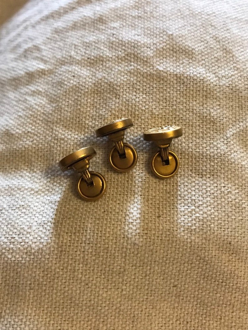 Art Nouveau shirt buttons gold plated double title 1910 French antique IRIS accessories man vintage