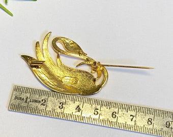 Broche Vintage En Laiton émaillé 'Cygne' - Marque De Luxe Orena Paris - Neuf Avec étiquettes - Bijou De Collection