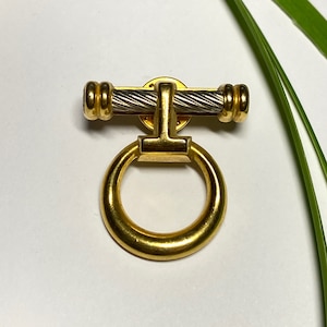 Vintage pins 1980s unisex Malka Paris French fashion designer France fashion jewelry matte gold and twisted steel gifts for men and women Pittsbroc