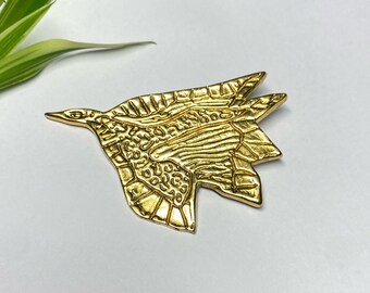 Broche vintage oiseau bronze TOLNAY bijoux doré travail d’artiste bijoux français 1980s collection cadeau Pittsbroc