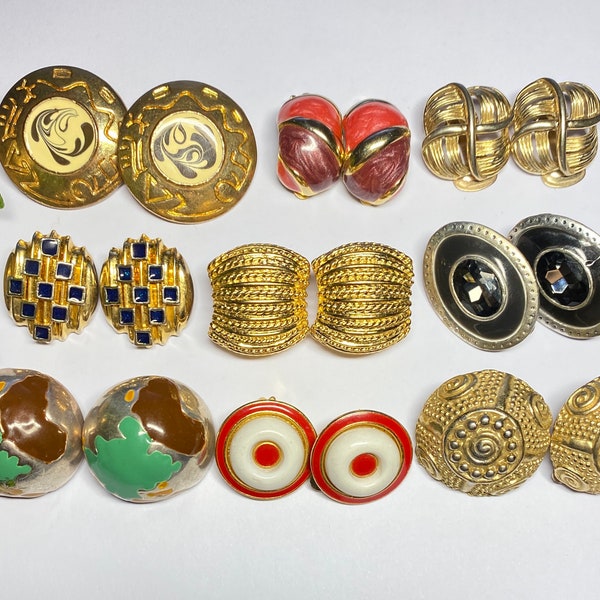 Lot bijoux vintage Boucles d’oreilles clips doré argenté 1980s Pittsbroc