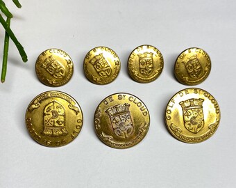 1910s Golf de Saint Cloud buttons set of 7 old bronze buttons made in France accessories collection